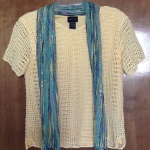 Morgan Cole light yellow short-sleeved top & scarf